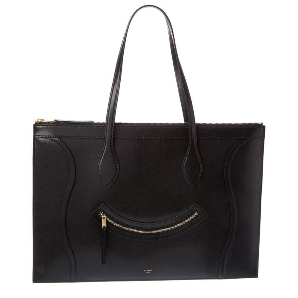 Celine Flat Cabas New Luggage Leather Tote, Black